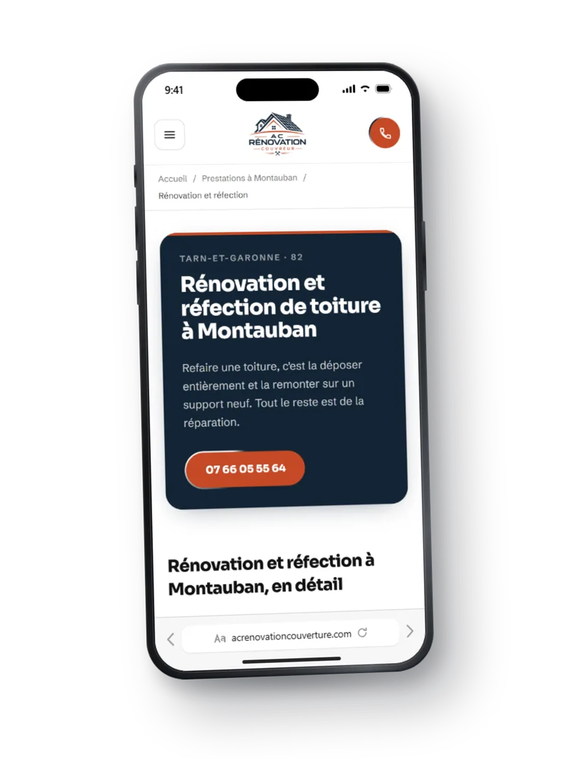 Page « Rénovation et réfection de toiture à Montauban » du site d’AC Rénovation
