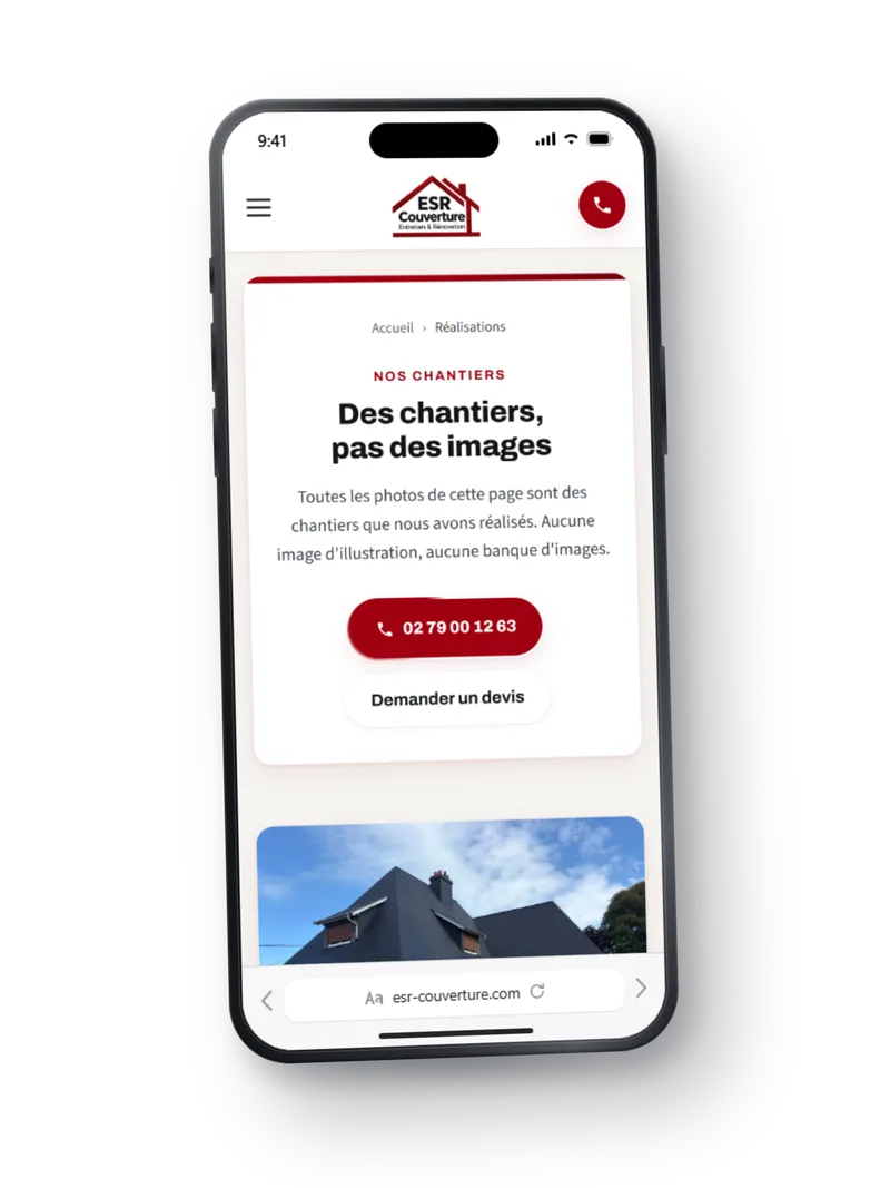Page réalisations du site d’ESR Couverture